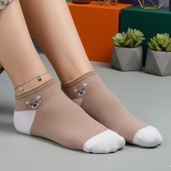 جوراب نیم ساق پنبه ای خرسی 7011 روما